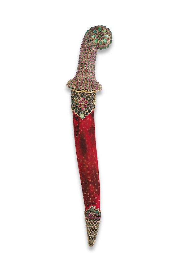 Bonhams : A gem-set gilt-silver hilted steel dagger (khanjar) India ...