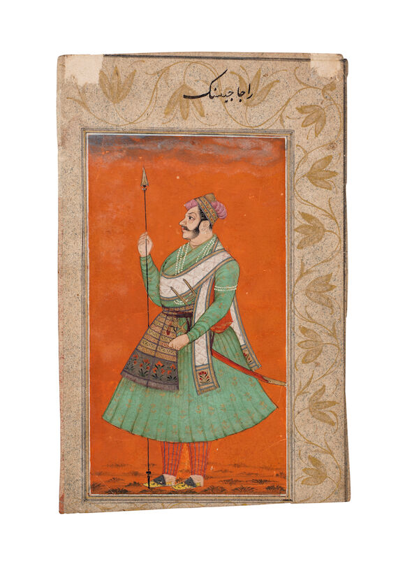 Bonhams : A ruler, perhaps Maharao Bhao Singh of Bundi, holding a spear ...