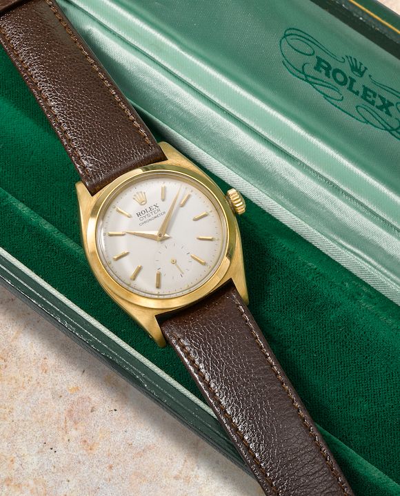 Bonhams : Rolex. An extremely rare 18K gold 'Kew A' manual wind