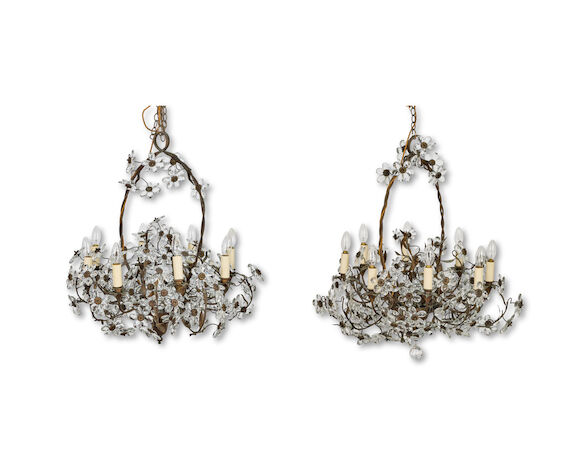 Bonhams : A pair of early 20th century French gilt metal and cut glass ...