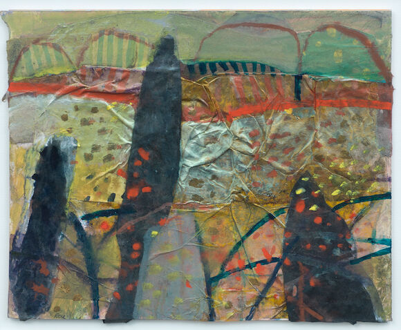 Bonhams : Barbara Rae CBE RA RSA FRSE (born 1943) 'Noon Cypresses, Tuscany'