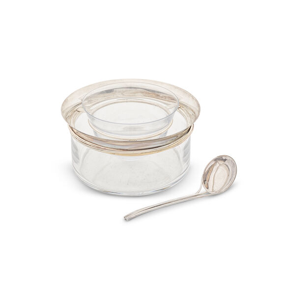 Bonhams : CARTIER: a silver-mounted glass caviar bowl and spoon with ...