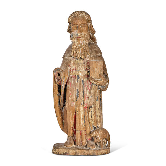 Bonhams : A 16th century Flemish carved oak figure of a St Antony