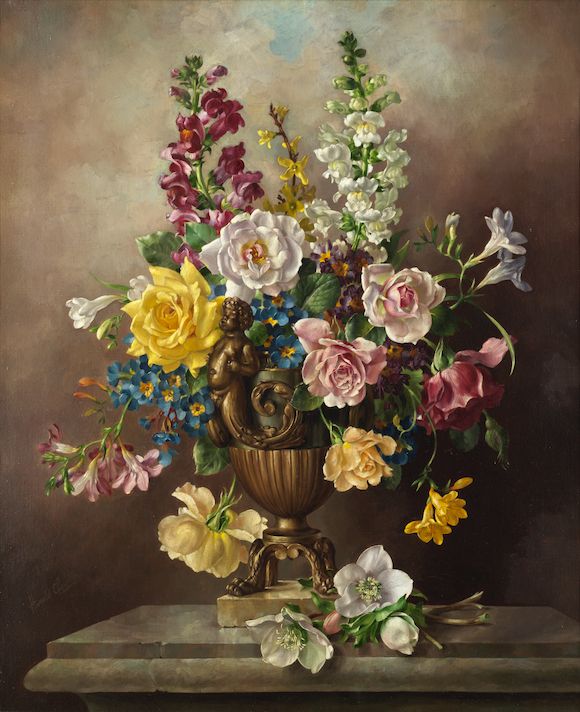Bonhams : Harold Clayton (British, 1896-1979) Still life of roses ...