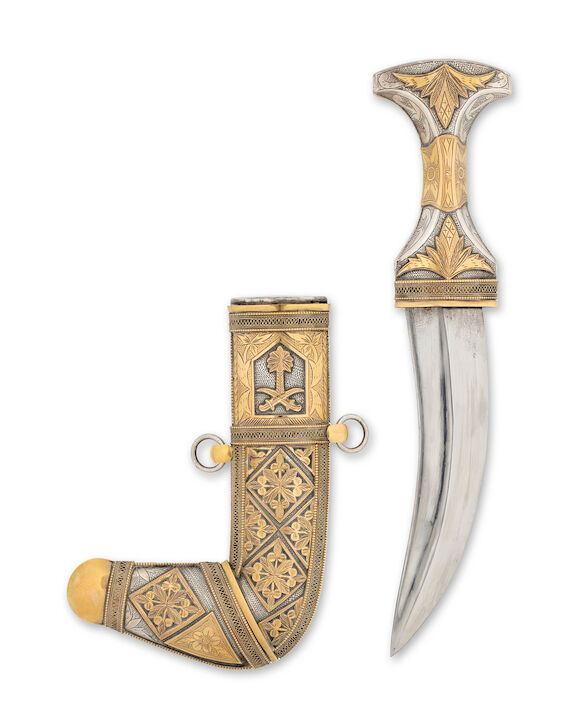 Bonhams : A gold and silver mounted steel dagger (jambiyya) Saudi ...