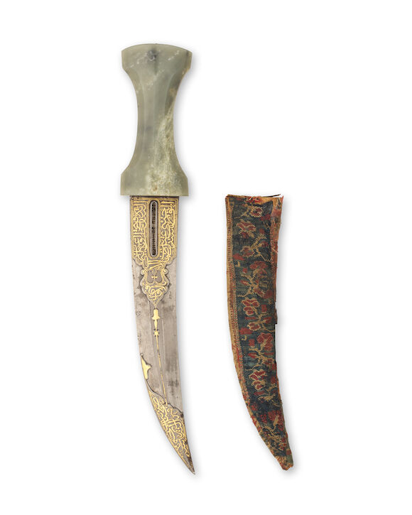 Bonhams : An Ottoman jade-hilted gold-damascened steel 'tears of the ...