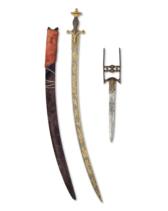 Bonhams : A gold koftgari steel sword (tulwar) and dagger (katar) India ...