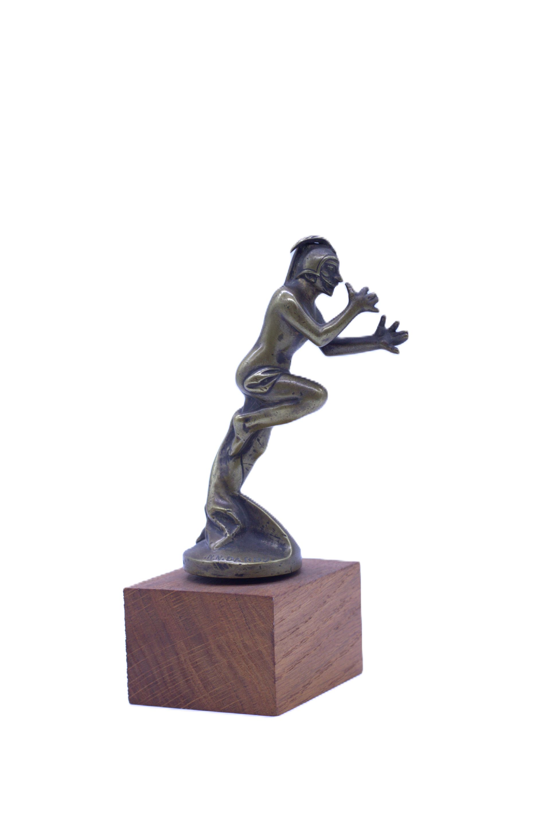 Mascotte Moto Vintage - Alfred Saint Ogan En Bronze Nickelé Argenté