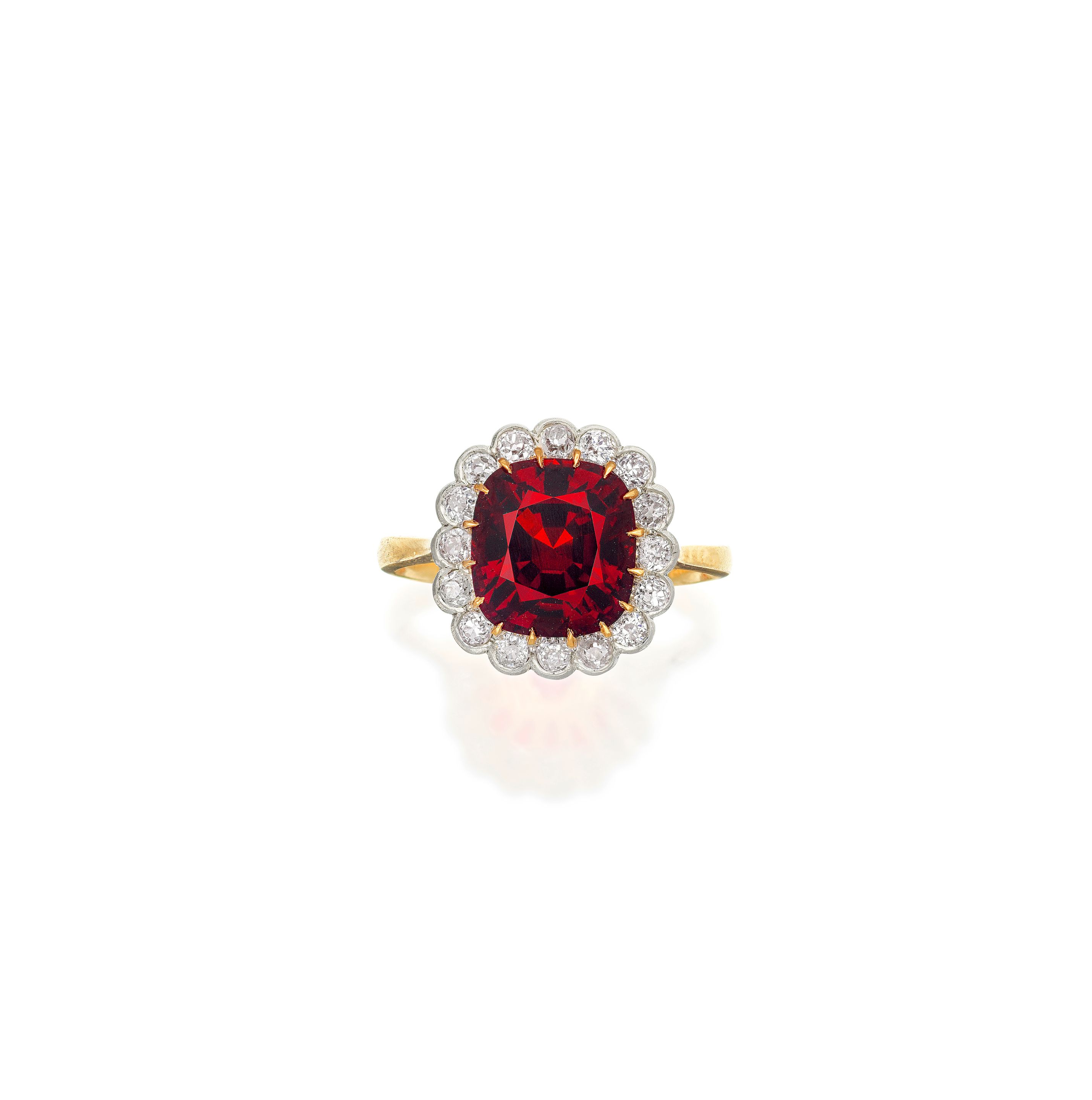 SPINEL AND DIAMOND CLUSTER RING