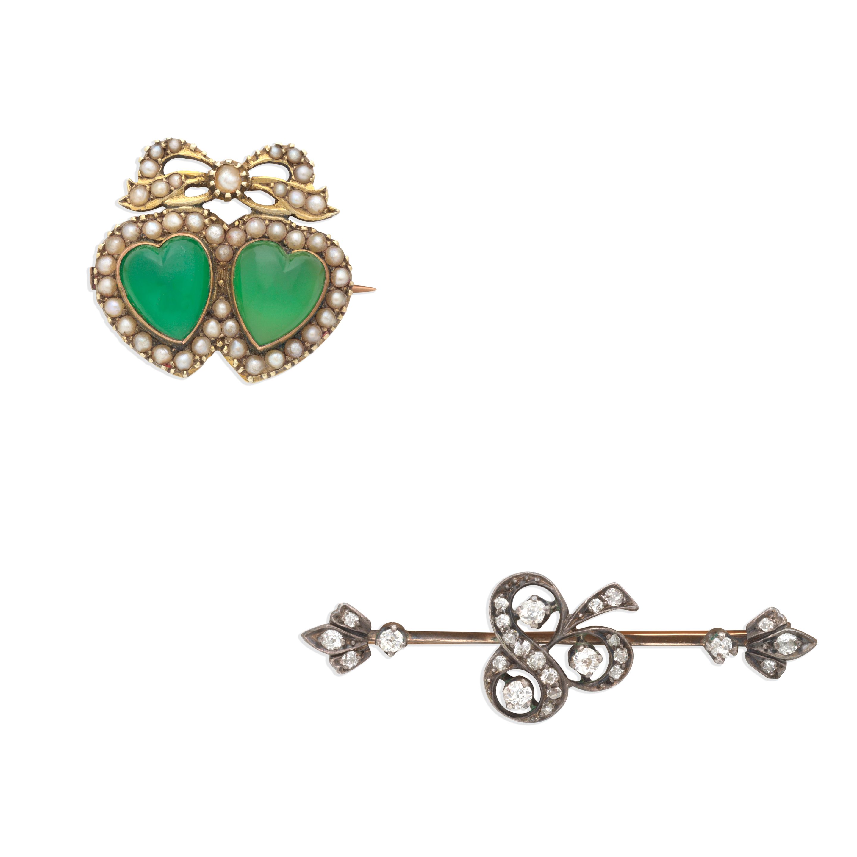 TWO GEM-SET BROOCHES (2)