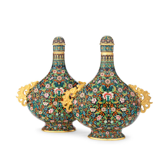 Bonhams : A pair of late 19th century French tin glazed and enamelled ...
