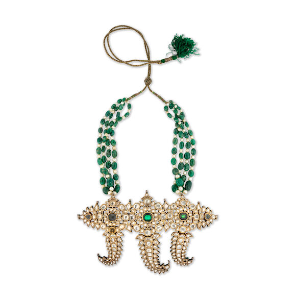 Jigha Bonhams : A gem-set gilt-silver turban ornament (jigha) North India ...