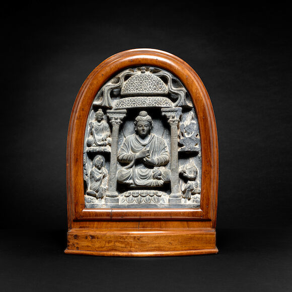 Bonhams : A grey schist relief carving of the Buddha preaching Ancient ...