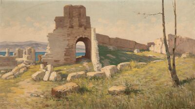 CONSTANTINOS ROMANIDIS (1884-1972) Ruines au bord de la mer