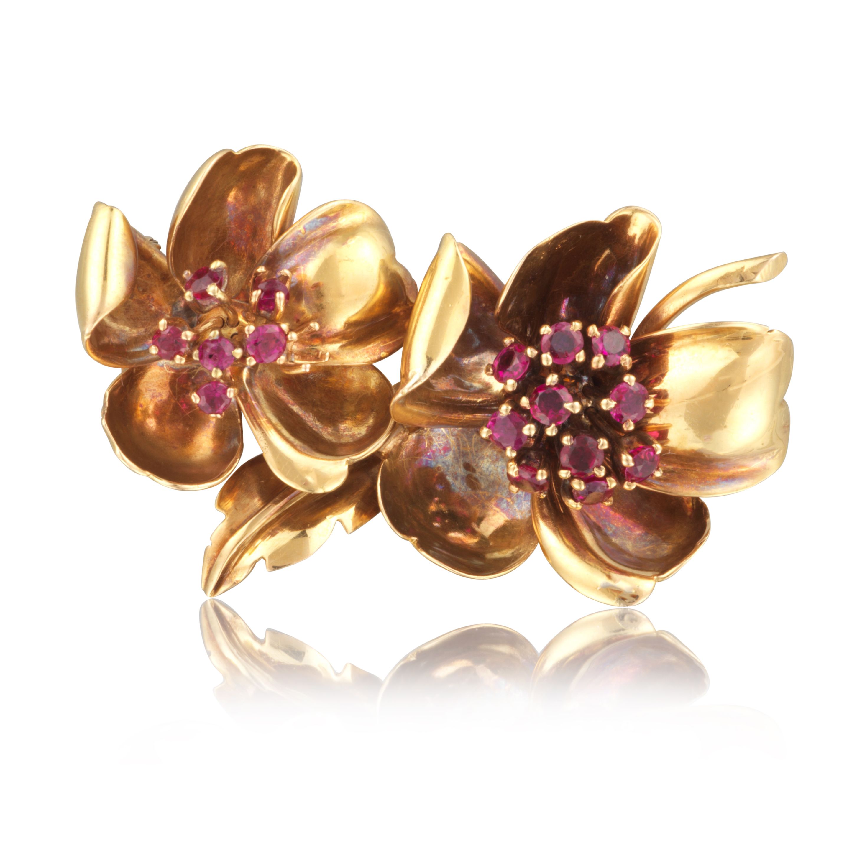 RUBY 'FLOWER' BROOCH BROCHE 'FLEURS' RUBIS