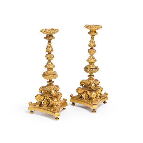 Bonhams Cornette de Saint Cyr : Paire de flambeaux aux chimères en ...