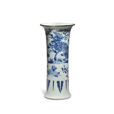A BLUE AND WHITE 'QILIN' VASE, GU Shunzhi