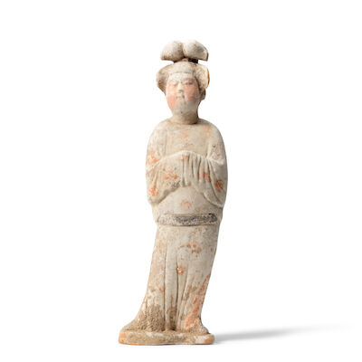 A PAINTED POTTERY MODEL OF A COURT LADY Tang Dynasty