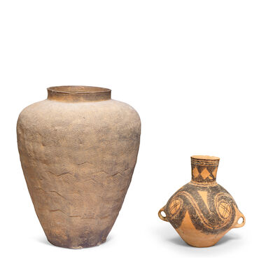 A PAINTED POTTERY JAR AND A STONEWARE JAR Neolithic and Eastern Zhou (3)