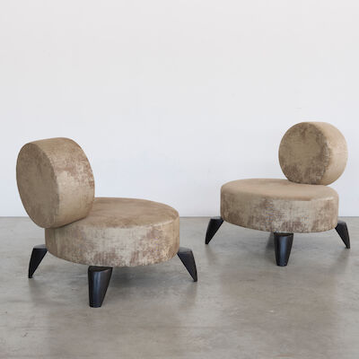 FRANCK EVENNOU (1958) Paire de fauteuils Bluc