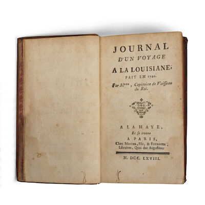 AMERICA - FLORIDA & LOUISIANA [VALETTE DE LAUDUN] Journal d'un voyage à la Louisiane, fait en 1720, FIRST EDITION, The Hague, Musier, fils & Fournier, 1768