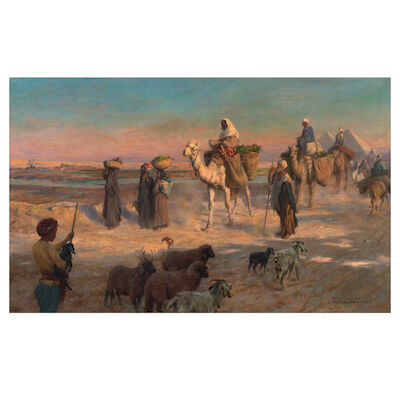 George Hillyard Swinstead (British, 1860-1926) The road from Gizeh to Cairo