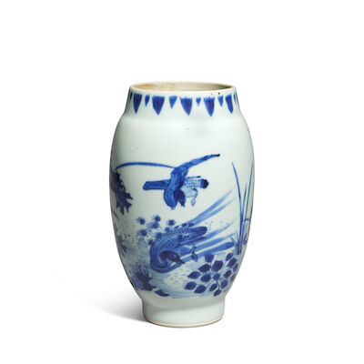 A BLUE AND WHITE 'LOTUS POND' JAR Shunzhi