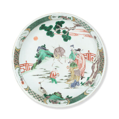 A FAMILLE VERTE 'THREE STAR GODS' DISH Kangxi