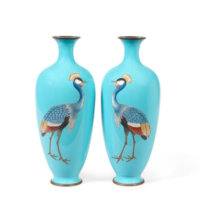 A PAIR OF CLOISONNÉ ENAMEL VASES By Gonda Hirosuke (1865-1937), Taisho period, early 20th century (2)