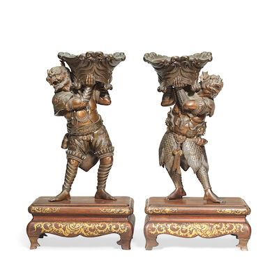 A PAIR OF BRONZE FIGURES OF AN ONI AND A SEA CREATURE Meiji period, Miyao Eisuke workshop (4)