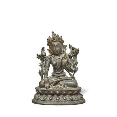 A BRONZE FIGURE OF WHITE TARA 18th century