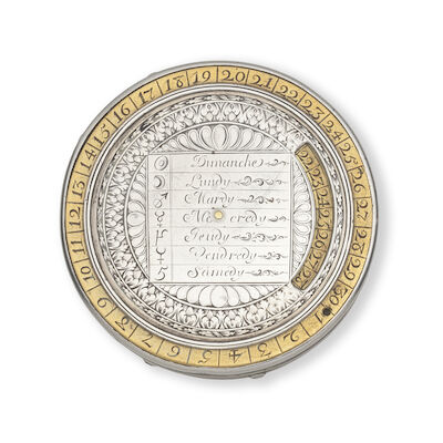 A silver and gilt perpetual calendar box, French, mid 18th century