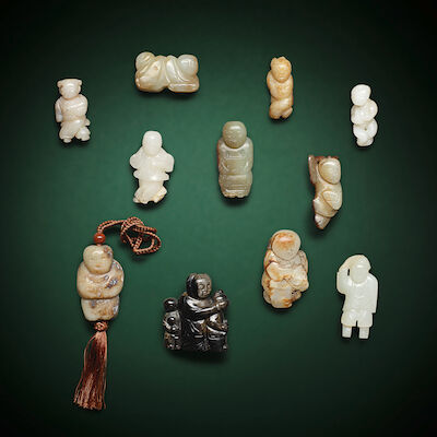 A GROUP OF ELEVEN CARVINGS OF BOYS AND FIGURES Ming Dynasty and later (11)