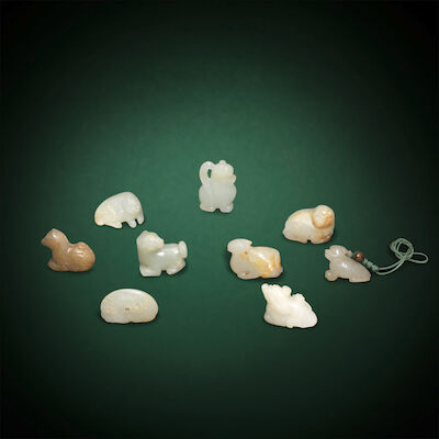 A GROUP OF NINE SMALL MYTHICAL BEAST CARVINGS Ming Dynasty and later (9)