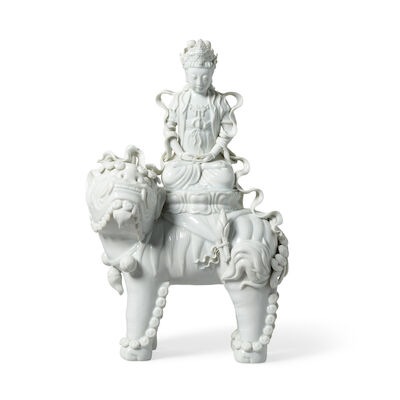 A BLANC-DE-CHINE FIGURE OF SAMANTABHADRA 19th/20th century
