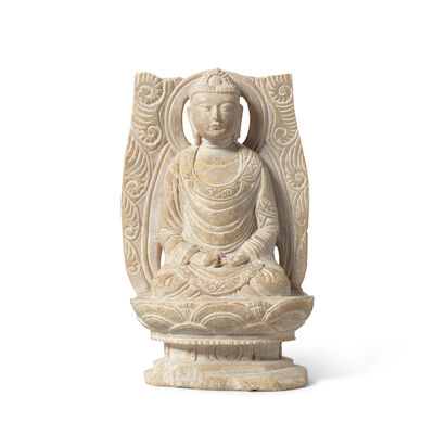 A RARE STONE FIGURE OF AMITABHA Liao Dynasty