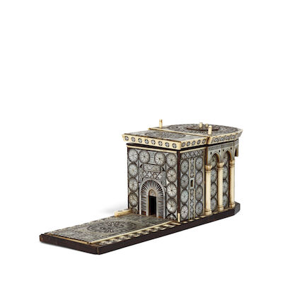 A large bone and mother of pearl-inlaid olivewood model of the Aedicule from the Church of the Holy Sepulchre Palestine, 17th/ 18th Century
