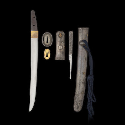 MASAFUSA LINEAGE A Satsuma Tantō in Silver Mounts Edo period (1615-1868), 17th century