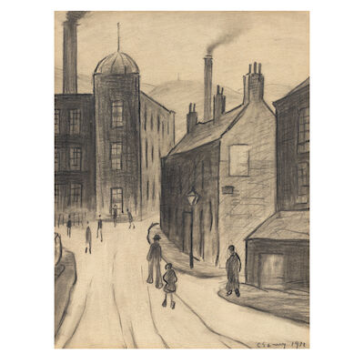 Laurence Stephen Lowry R.A. (British, 1887-1976) Going to Work 23.8 x 18.6 cm. (9 3/8 x 7 3/8 in.)