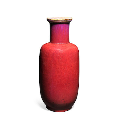 A SANG-DE-BOEUF GLAZED ROULEAU VASE 18th/19th century