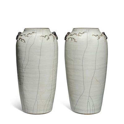 A PAIR OF GUAN-TYPE CRACKLE-GLAZED VASES Chenghua four-character marks, 19th century (2)