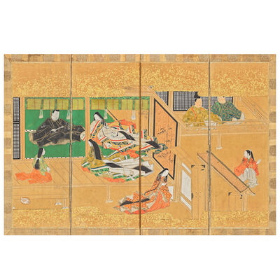A FOUR-FOLD TABLE SCREEN Edo period, late 17th/early 18th century