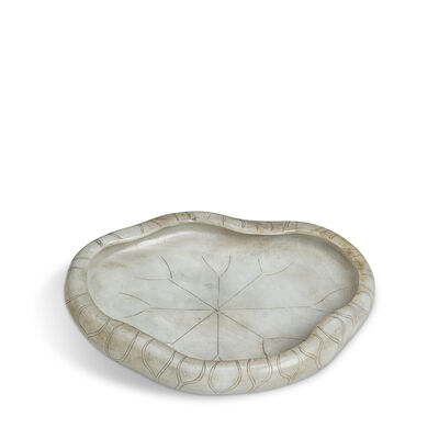 A PALE GREEN JADEITE 'LOTUS LEAF' BRUSH WASHER 19th century