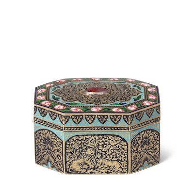 A gem-set enamelled silver-gilt box North India, possibly Benares, 19th/ 20th Century