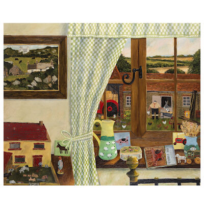 Gary Bunt (British, 1957-2025) A Farmer's Life (together with assorted hand-painted ceramics by the same hand and decorative items featured in the composition)