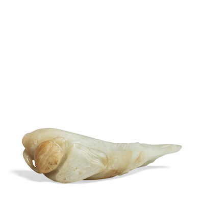 A JADE CARVING OF A FISH AND LOTUS 19th century