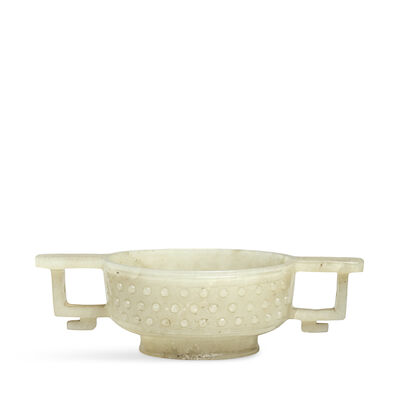 AN ARCHAISTIC JADE TWIN-HANDLED CUP 17th century