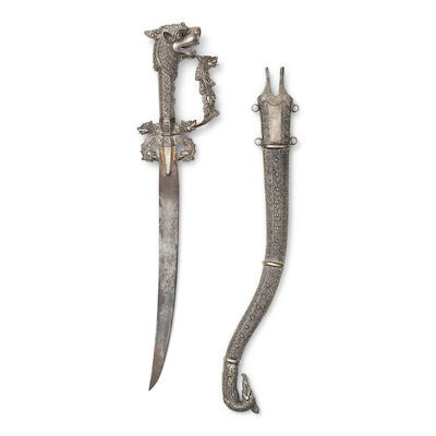 A Singhalese gem-set silver short sword (kastane) Sri Lanka, 18th/ 19th Century