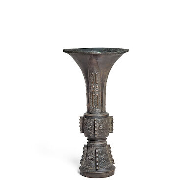 A BRONZE VASE, GU Late Ming Dynasty
