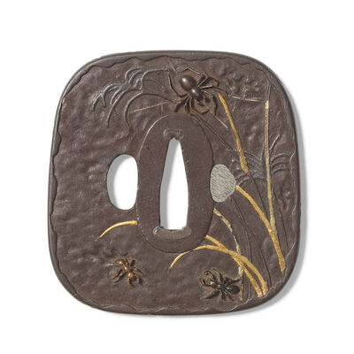 AN IRON TSUBA Tanaka school, late Edo period
